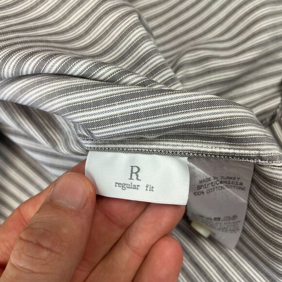 Ermenegildo Zegna Dress Shirt Mens 42 16.5 Striped Button Down Long Sleeve Logo - Picture 10 of 13